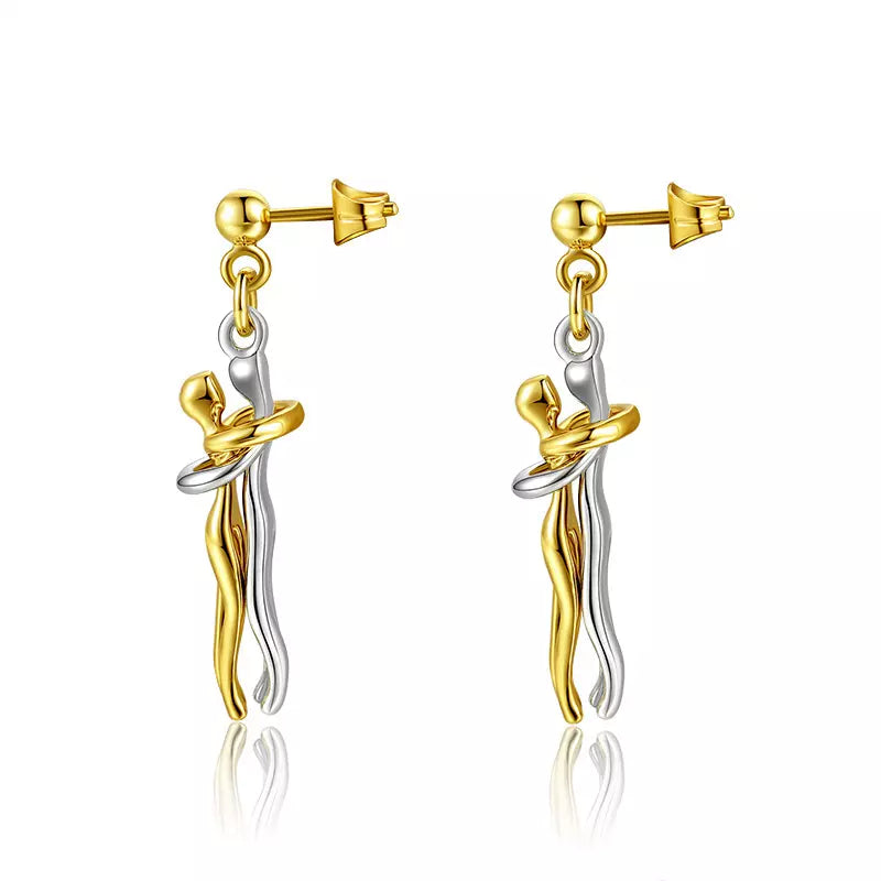 Couple Two-color Hug Ear Studs Earrings