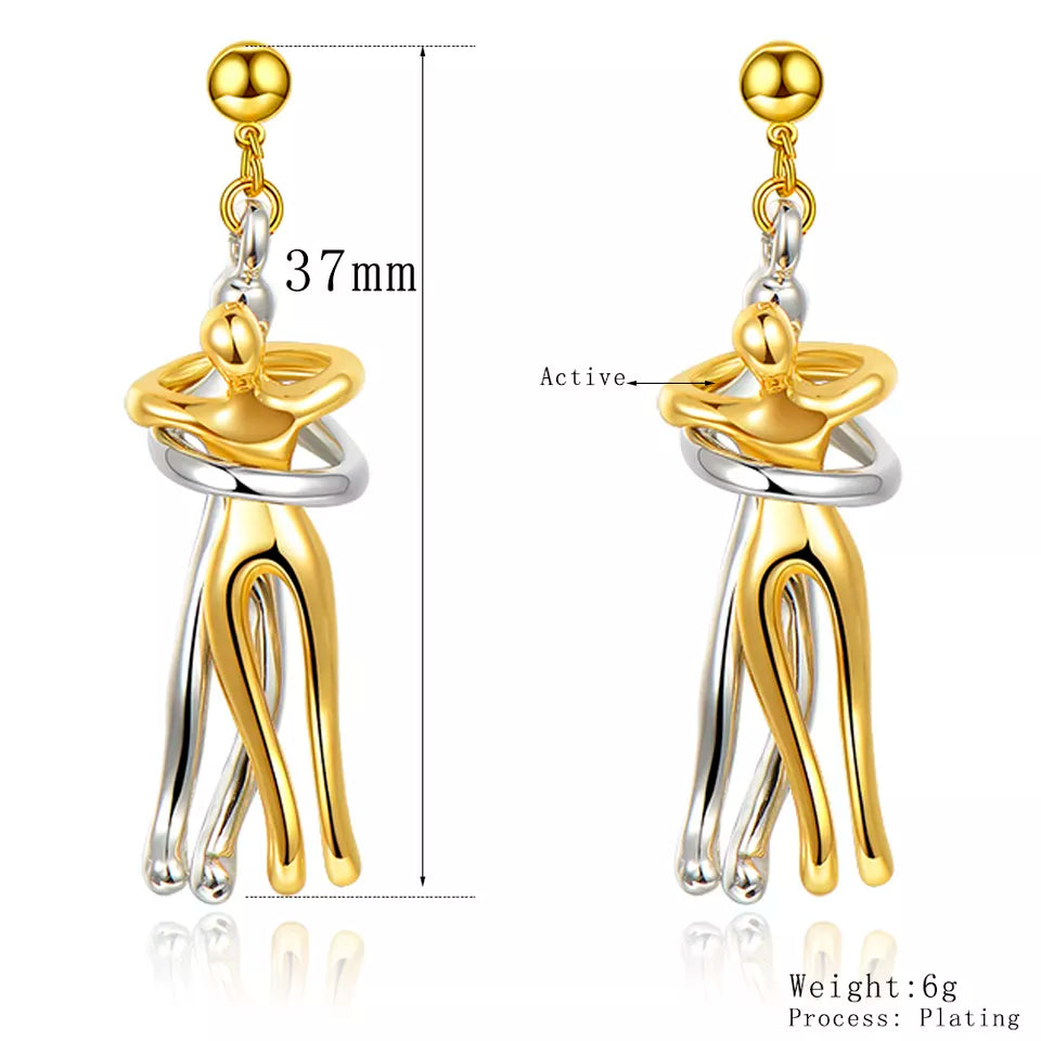 Couple Two-color Hug Ear Studs Earrings
