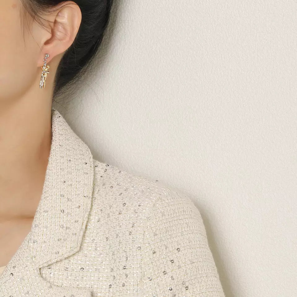 Couple Two-color Hug Ear Studs Earrings
