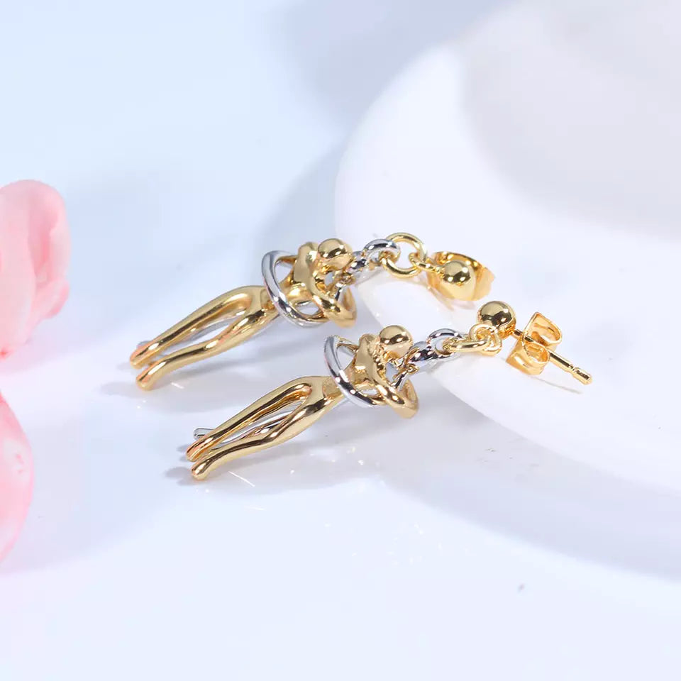 Couple Two-color Hug Ear Studs Earrings