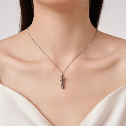 18K Gold Plating Dancing Human Couple Hug Pendant Necklace